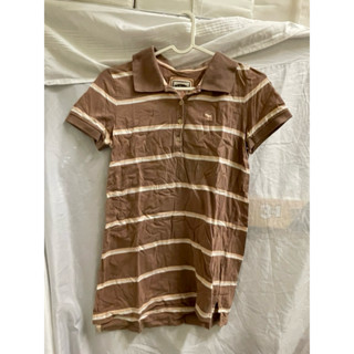 二手Abercrombie & Fitch A&F女短袖上衣polo衫M號棕色美國帶回