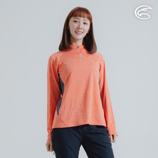 ADISI 女半門襟雲彩紗透氣快乾保暖上衣 AL2421034 粉橘 (S-2XL)｜磨毛 輕量 排汗 速乾 彈性