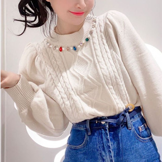 雪莉小姐服飾 爆美 閃閃 重工毛衣彩鑽寬鬆顯瘦針織上衣