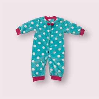 Carter’s卡特女童舒適珊瑚絨可愛點點連身衣秋冬保暖衣12m/1歲
