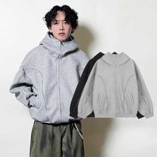 日系 City boy拼街半高領連帽外套