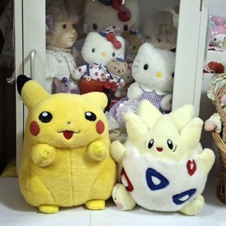 早期懷舊 --- 二手任天堂 TOMY 神奇寶貝 / 寶可夢 ( 皮卡丘 + 波克比 ) 布偶 絨毛玩偶 2款一起賣