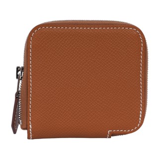 HERMES Silk'in Epsom皮 絲巾內裡零錢包(金棕色) H084237CK AE