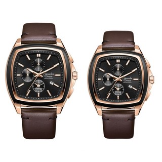 【Alexandre Christie 】個性方形三眼對錶6616MCLRGBABO/6616BFLRGBABO現代鐘錶