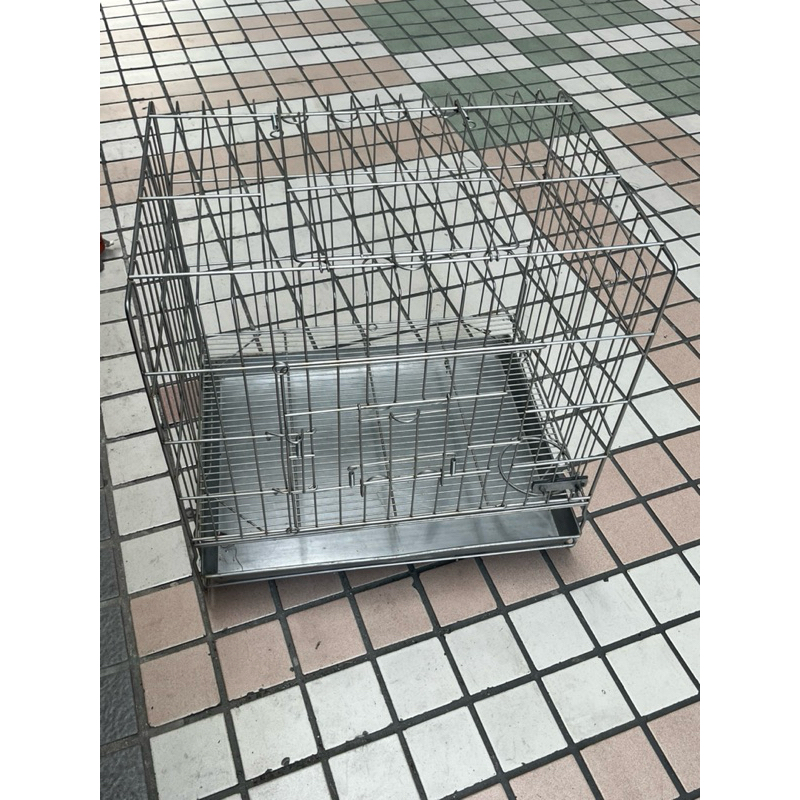 二手白鐵 不繡鋼 狗籠 長60 X 寛45 X 高60公分（楠梓加工區）🉑面