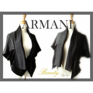 【喬依米亞】 ARMANI黑色緞面薄外套 罩衫禮服