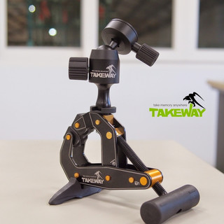 耀您館(單機版,可站可夾)TAKEWAY航太鋁合金鉗腳架T1-E無反相機鉗式腳架適GoPro運動相機DJI影石運動相機