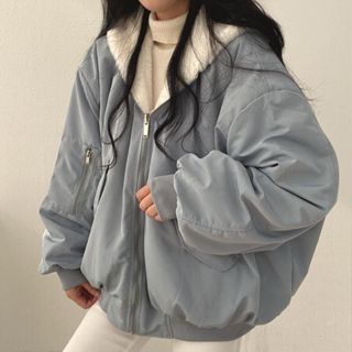 J-5加絨加厚兩面穿羊羔毛棉服