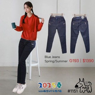 微笑妞🇰🇷韓國 ntg商品 狗牌褲 2025春裝#1151 抽繩綁帶 側袋車線 素面丹寧 牛仔褲