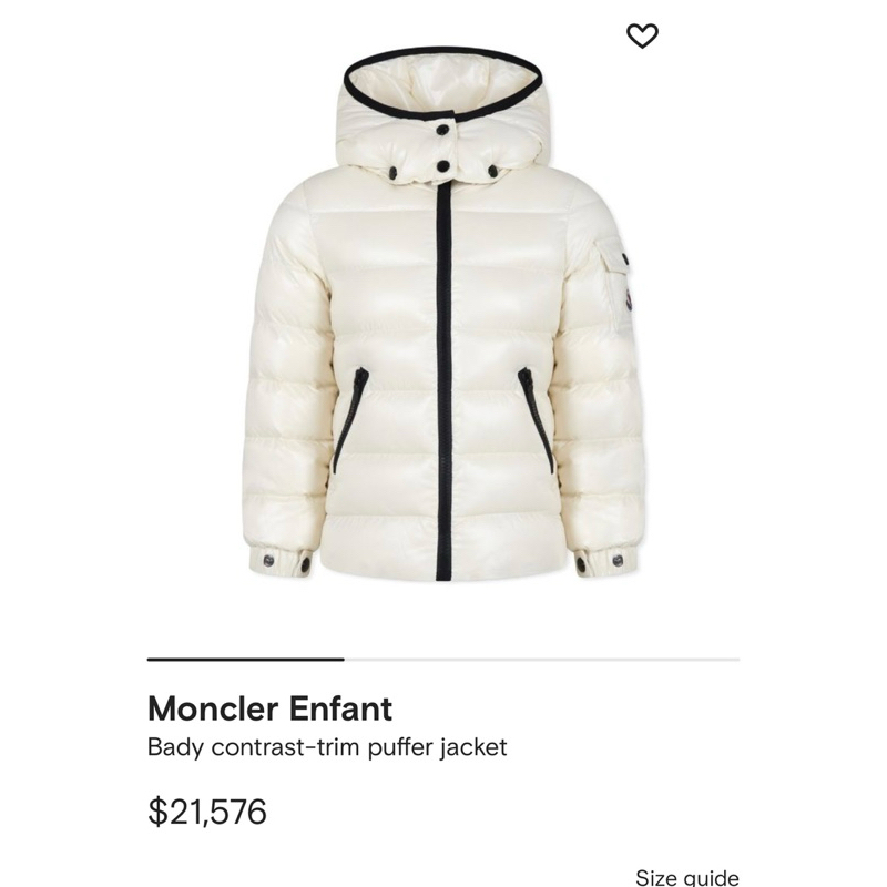 Moncler兒童款羽絨外套5號112cm