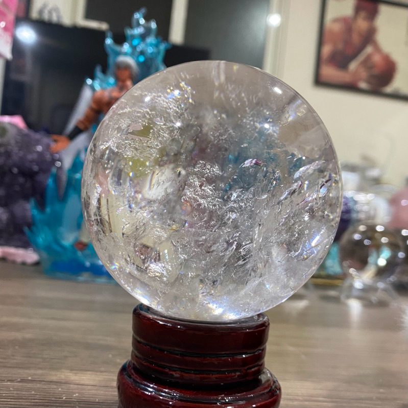 天然礦石水晶 白水晶球8.65公分