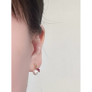 Cindy jewelry/日本素材 手工訂製 粉色agete風格寶石珍珠耳環 施華洛世奇水晶元素