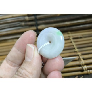 【禾賢行】天然翡翠.緬甸玉.淺紫羅蘭飄綠花平安扣/平平安安.手工精雕墬子.項鍊.玉珮.SH024123103718