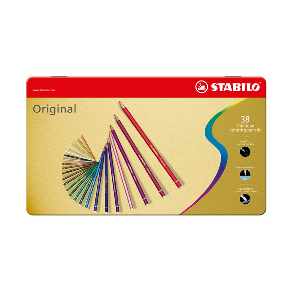 STABILO original 細線高硬度色鉛筆38色鐵盒 8778-6