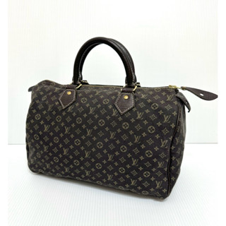 LV 二手真品 限量 絕版款式 咖啡色 monogram 緹花布 棉麻 speedy 30cm M95224