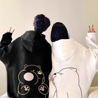 情侶帽t 情侶衛衣 冬天情侶裝 加絨加厚 情侶衣 新款 oversize 高階感 小熊帽t 情侶裝長袖 連帽上衣