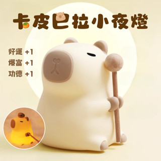 卡皮巴拉 小夜燈 水豚小夜燈 拍拍燈 七彩 可愛 寶寶夜燈 交換禮物 拍拍燈 氣氛燈 床頭燈 夜燈 生日禮物 ✬