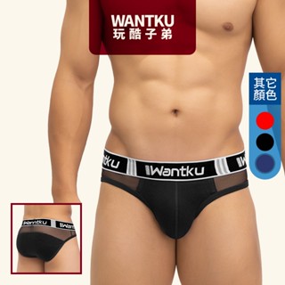 【WANTKU 玩酷子弟】素色半網紗彈性棉運動三角褲 - B3W432-A