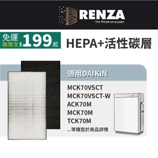 適用Daikin大金 MCK70VSCT-W MCK70 MCK70VSCTW 閃流空氣清淨機 HEPA活性碳濾網 濾芯