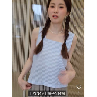 韓製上衣 藍色背後交叉設計 陳欣欣 彤彤 二手