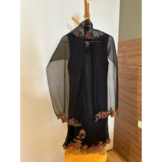 日本Anna collection黑紗披肩裙套裝 黑紗花連身裙 L碼 二手便宜賣