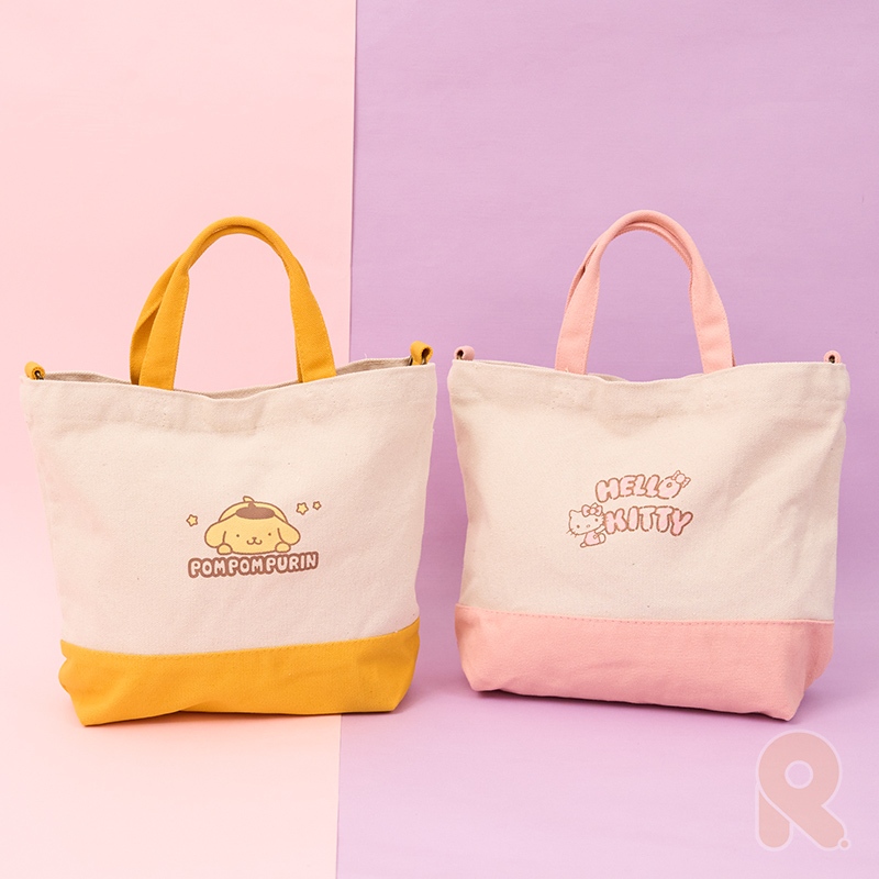 三麗鷗｜2WAY帆布提袋 凱蒂貓 KITTY 布丁狗 酷洛米 手提袋 肩背包 出遊 FY033