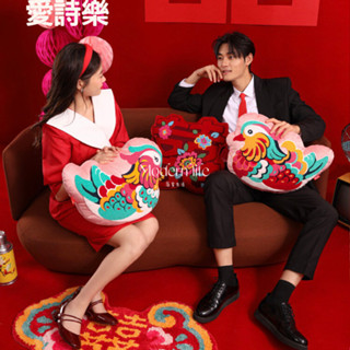 ♡modern life. 愛詩樂『鴛鴦囍事』抱枕結婚壓床娃娃一對公仔靠墊婚房新中式靠枕