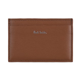 Paul Smith燙印字LOGO內裡拼色塊設計牛皮卡片夾(棕褐x明黃x淺橙)