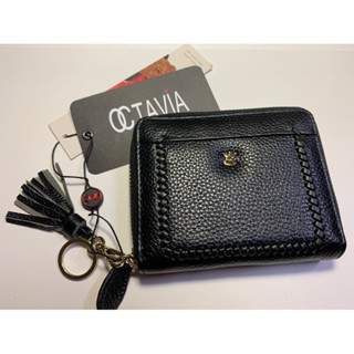 絕品正貨半價出清 OCTAVIA8 皇冠小釘 編織滾邊流蘇牛皮短夾
