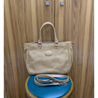 全新 Longchamp Mystery系列 奶茶色牛皮托特包 真皮皮革側揹包 手提包 法國購入正品有購證