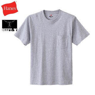 【Hanes】官方直營-BEEFY系列 口袋棉質短袖T恤-灰色（H5190-060）