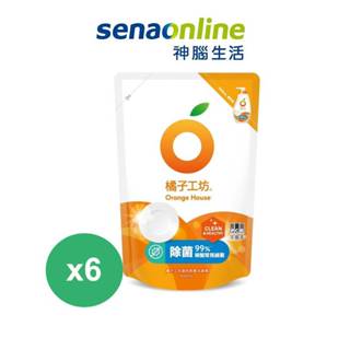 橘子工坊溫和除菌碗盤洗滌液洗碗精補充包500ml*6包/箱 神腦生活