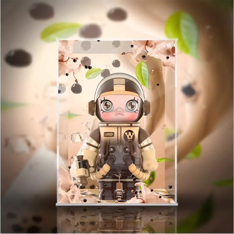 泡泡瑪特 MEGA SPACE MOLLY 400% 珍珠奶茶 主題展示盒Pop Mart【AOWOBOX】