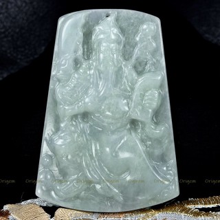 珍珠林~文關公玉珮~A貨豆種緬甸翠玉~手捧春秋~特別敬雕 #871