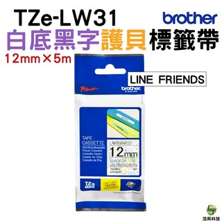 Brother TZe-LW31 12mm 卡通 護貝原廠標籤帶