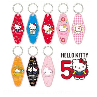 asdfkitty*KITTY 50週年紀念 復古吊牌鑰匙圈 吊飾 掛飾-日本正版商品