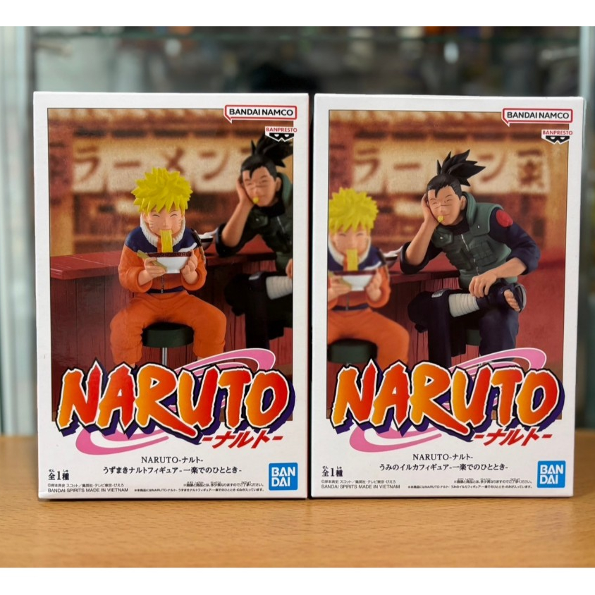 正版 日版 火影忍者 在一樂拉麵的片刻 漩渦鳴人 小時候 海野伊魯卡 鳴人 一樂拉麵 日本 萬代 景品 公仔