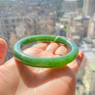 🧚‍♀️旺小妞🧚‍♀️天然俄羅斯烏藍海碧玉 和田玉 圓骨鐲→圈口60.6