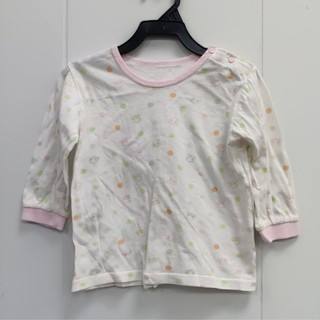 二手童裝🎀嬰幼兒動物白色長袖上衣/薄款居家上衣/內著