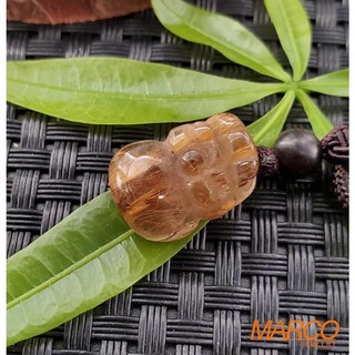【MARCO寶石】紅銅鈦貔貅 墜子023 吊墜 墜飾 項鍊 開運招財 天然水晶 鈦晶 發晶 晶體透亮