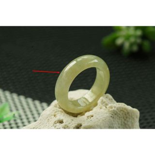 熱賣U331玉戒指❀ 13#翡翠玉A貨冰潤淡黃寬版玉戒圈指環戒子【緬甸玉翠軒】玉首飾品 男女款式 尾戒
