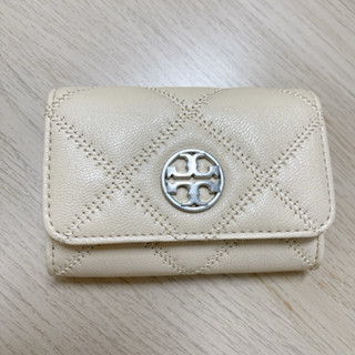 TORY BURCH Willa 奶白色菱格✨ 車線零錢卡夾 （二手）