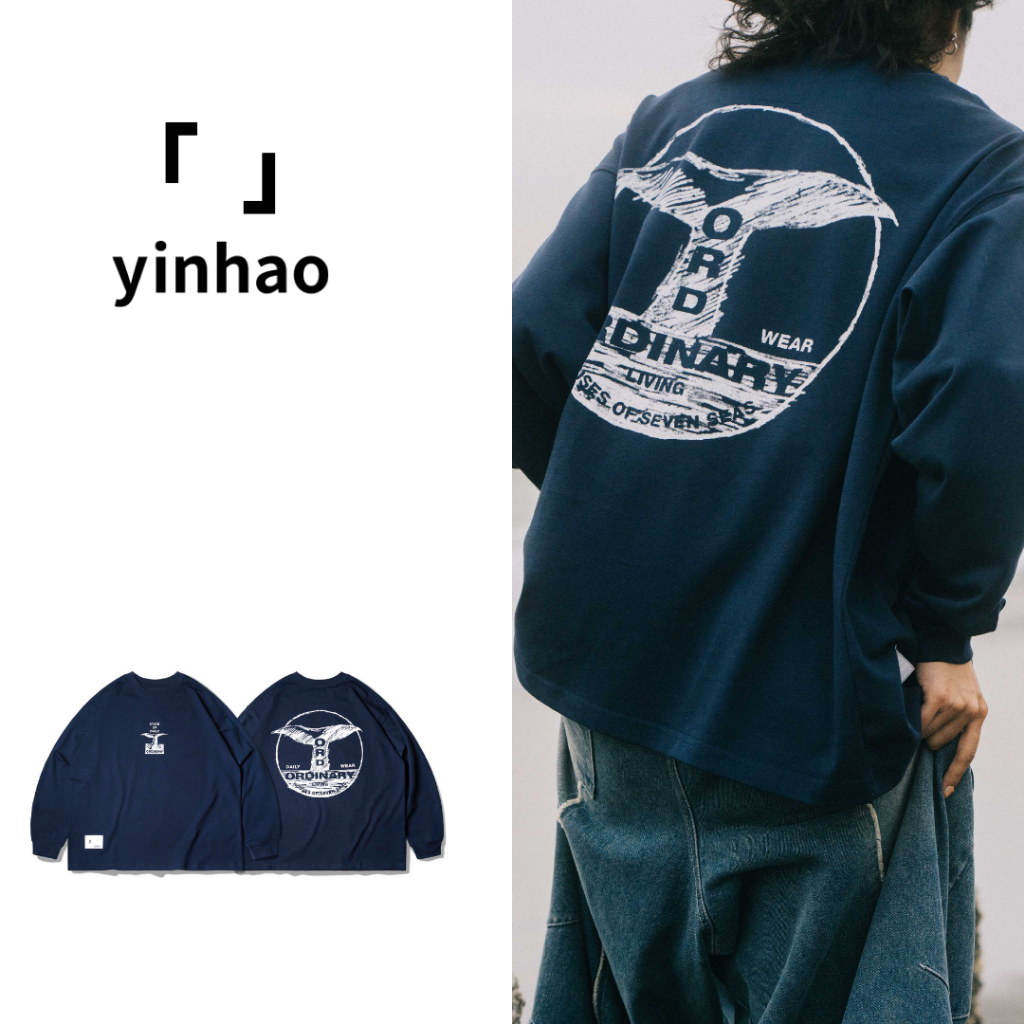 【yinhao】ORDINARY ｜ 素描鯨魚LOGO長TEE