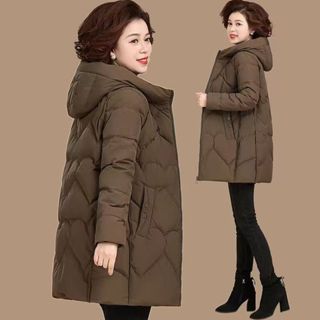 冬天外套保暖 加厚 女裝 棉服女中長版 冬季新版修身加厚媽媽外套連帽女裝抽腰顯瘦高檔棉襖外套 防風 大衣外套 9RDA