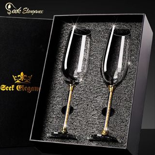 美西歐🔥歐式 鉆石水晶香檳杯套裝 高顏值 高腳杯 氣泡杯 家用酒具 情侶對杯 送禮 禮盒裝 玻璃杯 香檳杯