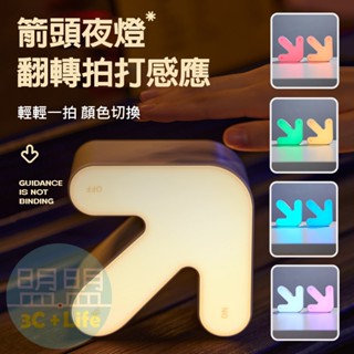 【臺灣現貨】箭頭翻轉夜燈 創意家居擺件 酒吧咖啡廳氛圍夜燈 創意氛圍燈 箭頭燈 感應燈 床頭燈 LED燈 小夜燈