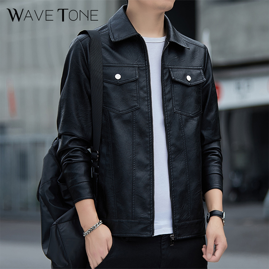 WAVE TONE〖加大尺碼 經典皮外套 2色〗機車皮衣外套 機車PU外套 防風外套 透氣排汗 耐磨耐刮『H908』