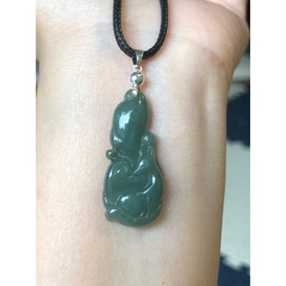 緬甸玉天然A貨翡翠玉墜 冰種 油青 淡綠 狐貍