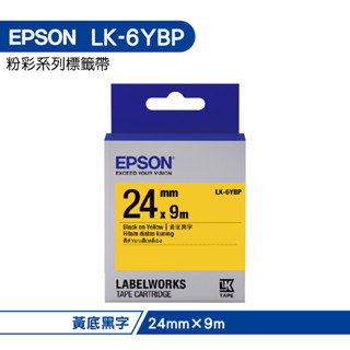 EPSON LK-6YBP C53S656404 粉彩系列黃底黑字標籤帶 24mm
