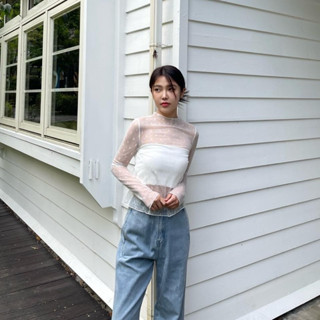 LOVFEE/全新—2410043簍空感蕾絲小花上衣：白S$250